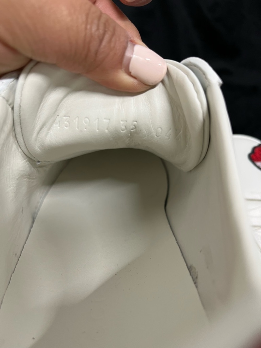 Gucci White Leather Sneakers with Red Floral Embroidery and Green Web - Picture 5 of 8